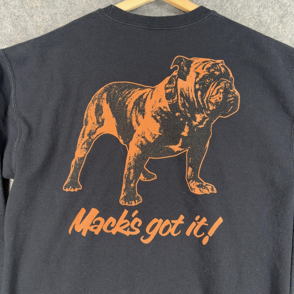 Mack Trucks Sweatshirt Mens Large Black Bulldog Graphic Crewneck Fleece Pullover